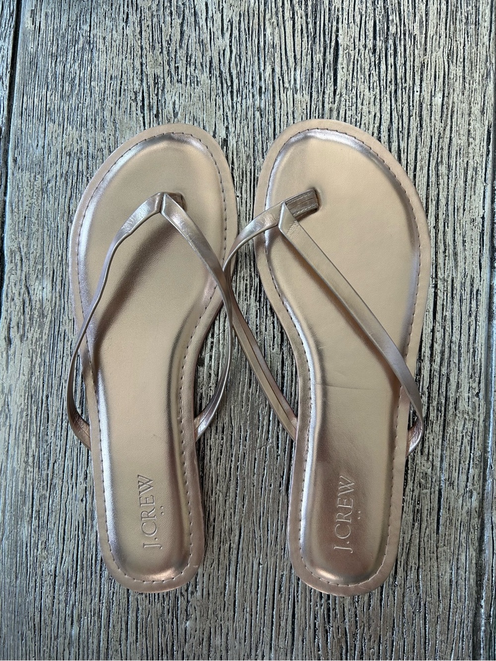 J. Crew Metallic Rose Gold Thin-Strap Sandals